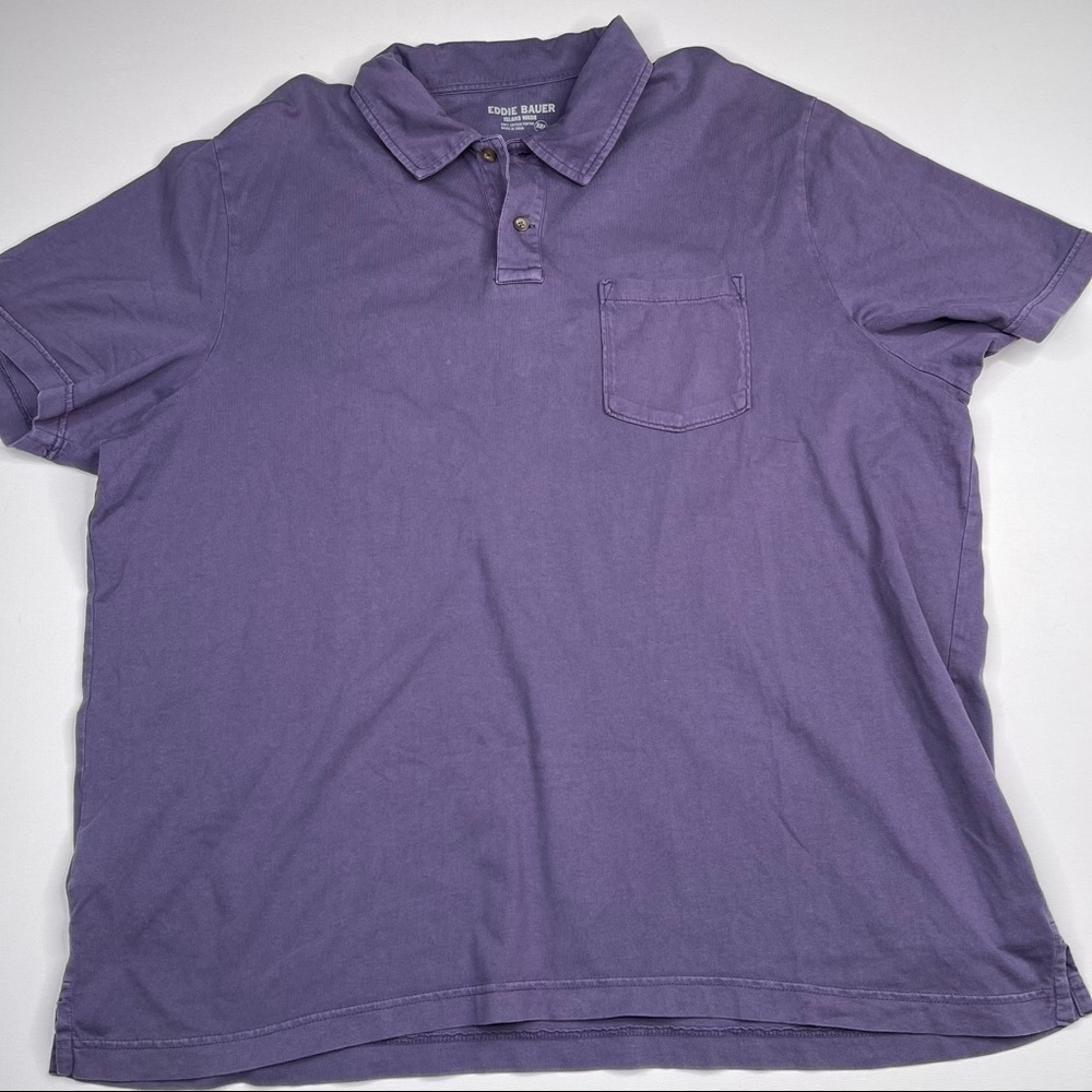 Eddie Bauer Polo Purple Island Wash Golf Outdoor Preppy Hiking Office Summer